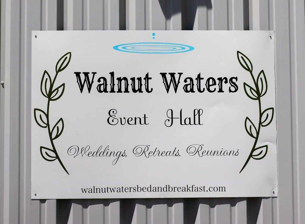 sign "walnut waters event hall"