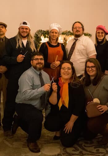 Group of people dressed up for a costume event